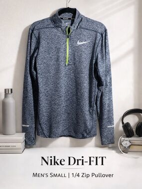 Nike Dri-FIT quarter zip Pullover Mens Small Gray Running Athletic shirt